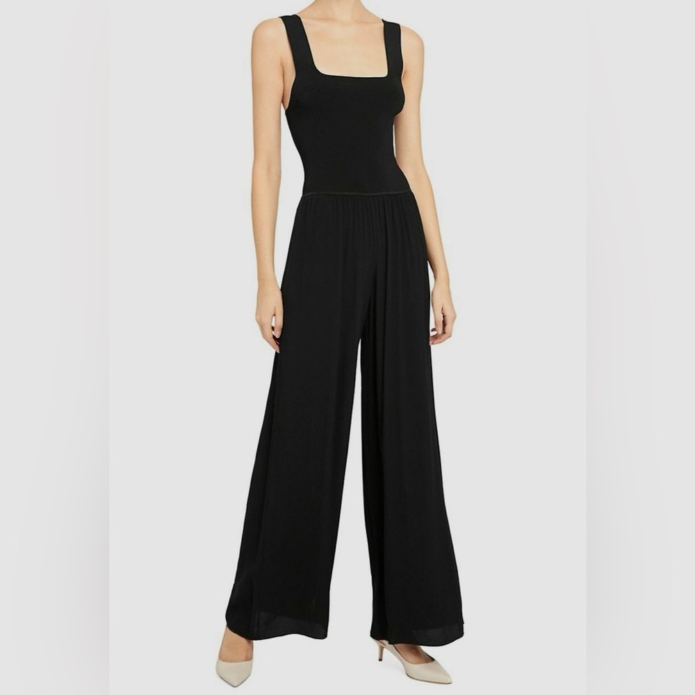 THEORY Square Neck Ribbed Romper Jumpsuit Black Size Large